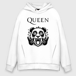 Толстовка оверсайз мужская Queen - rock panda, цвет: белый