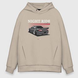 Толстовка оверсайз мужская Nissan skyline night ride, цвет: миндальный