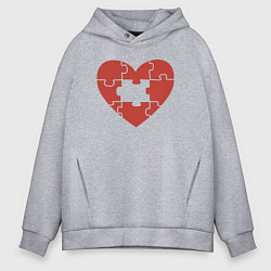 Толстовка оверсайз мужская Puzzle heart, цвет: меланж
