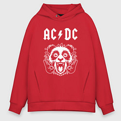 Толстовка оверсайз мужская AC DC rock panda, цвет: красный