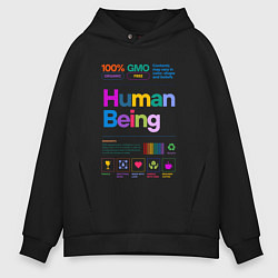 Толстовка оверсайз мужская Человеческое существо - human being, цвет: черный