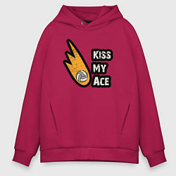 Толстовка оверсайз мужская Kiss my ace volleyball, цвет: маджента