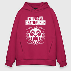 Толстовка оверсайз мужская Five Finger Death Punch rock panda, цвет: маджента