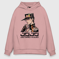 Толстовка оверсайз мужская Jotaro Kujo - Jojo ai art, цвет: пыльно-розовый