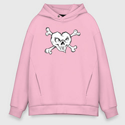 Толстовка оверсайз мужская Heart skull, цвет: светло-розовый