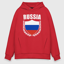 Толстовка оверсайз мужская Russian flag, цвет: красный