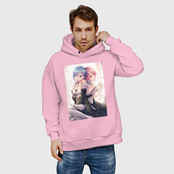 Толстовка оверсайз мужская ReZero Рем - Жизнь с нуля в альтернативном мире, цвет: светло-розовый — фото 2