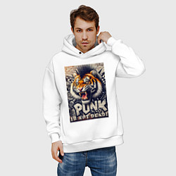 Толстовка оверсайз мужская Cool tiger - punks not dead, цвет: белый — фото 2
