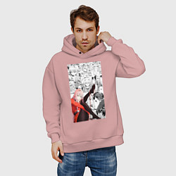 Толстовка оверсайз мужская Зеро Ту коллаж, цвет: пыльно-розовый — фото 2