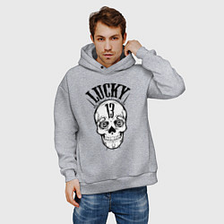Толстовка оверсайз мужская Lucky skull, цвет: меланж — фото 2