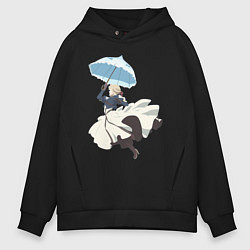 Толстовка оверсайз мужская Вайолет Эвергарден автозапоминающая кукла, цвет: черный