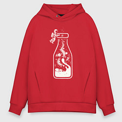 Толстовка оверсайз мужская Космос в бутылочке, цвет: красный