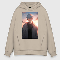 Толстовка оверсайз мужская Тэцуя Куроко, цвет: миндальный
