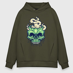 Толстовка оверсайз мужская Skull smoke, цвет: хаки