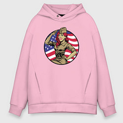 Толстовка оверсайз мужская American girl, цвет: светло-розовый