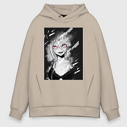 Толстовка оверсайз мужская Senpai девушка, цвет: миндальный