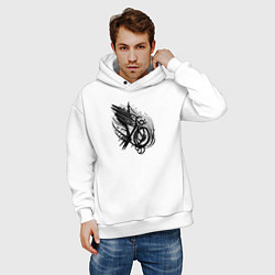 Толстовка оверсайз мужская Абстрактный велосипед тату, цвет: белый — фото 2