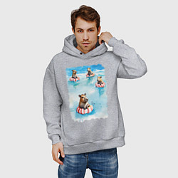 Толстовка оверсайз мужская Капибара на море, цвет: меланж — фото 2