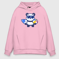Толстовка оверсайз мужская Панда на море, цвет: светло-розовый