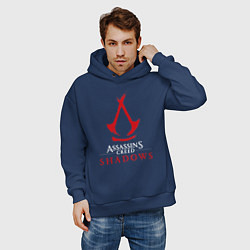 Толстовка оверсайз мужская Assassins creed shadows logo, цвет: тёмно-синий — фото 2