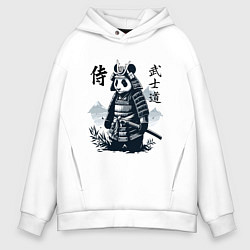 Толстовка оверсайз мужская Panda samurai - bushido ai art fantasy, цвет: белый