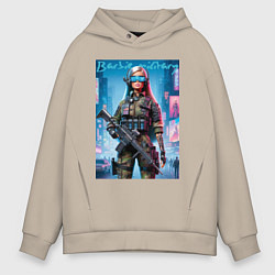 Толстовка оверсайз мужская Barbie military - special forces, цвет: миндальный