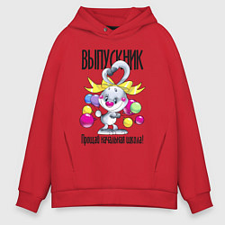 Толстовка оверсайз мужская Заяц - выпускник начальной школы, цвет: красный