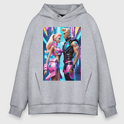 Толстовка оверсайз мужская Barbie and Ken - ai art fantasy, цвет: меланж