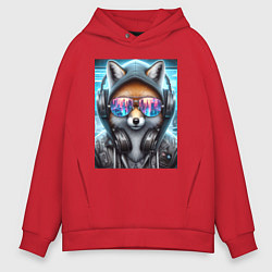 Толстовка оверсайз мужская Urban fox - ai art, цвет: красный