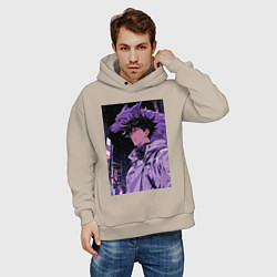 Толстовка оверсайз мужская Магическая битва Мэгуми Фусигуро волк, цвет: миндальный — фото 2