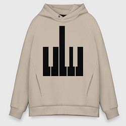 Толстовка оверсайз мужская Fuck your music!, цвет: миндальный