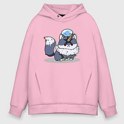 Толстовка оверсайз мужская О моём перерождении в слизь Римуру Темпест на волк, цвет: светло-розовый