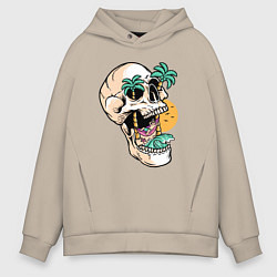Толстовка оверсайз мужская Лето в черепе, цвет: миндальный