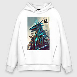 Толстовка оверсайз мужская Cool dragon - ai art fantasy, цвет: белый