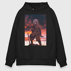 Толстовка оверсайз мужская Сага о Винланде Торфинн исландский воин, цвет: черный