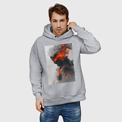 Толстовка оверсайз мужская Киберпанк самурай, цвет: меланж — фото 2