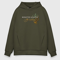 Толстовка оверсайз мужская Monster hunter wilds logo, цвет: хаки