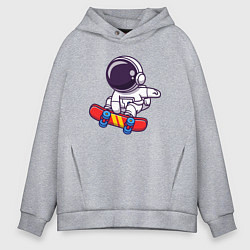 Толстовка оверсайз мужская Скейтер космонавт, цвет: меланж