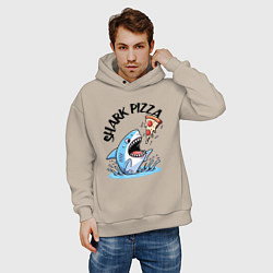 Толстовка оверсайз мужская Shark pizza - ai art fantasy, цвет: миндальный — фото 2