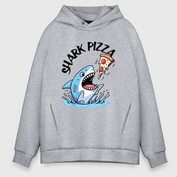 Толстовка оверсайз мужская Shark pizza - ai art fantasy, цвет: меланж