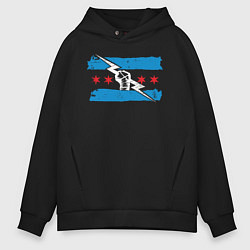 Толстовка оверсайз мужская Cm Punk wwe bitw Chicago, цвет: черный