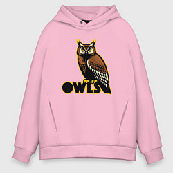 Толстовка оверсайз мужская Owls, цвет: светло-розовый