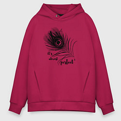 Толстовка оверсайз мужская Перо павлина - на удачу, цвет: маджента