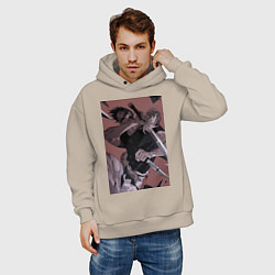 Толстовка оверсайз мужская Магическая битва Тодзи Фусигуро с ножами, цвет: миндальный — фото 2