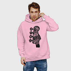 Толстовка оверсайз мужская Bass guitar neck with titles, цвет: светло-розовый — фото 2