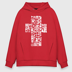 Толстовка оверсайз мужская Depeche mode - logo, symbolism, цвет: красный