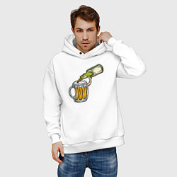 Толстовка оверсайз мужская Наливаю пивко, цвет: белый — фото 2