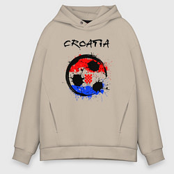 Толстовка оверсайз мужская Сборная - Хорватия, цвет: миндальный