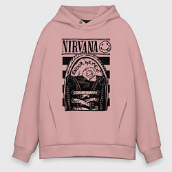 Толстовка оверсайз мужская Nirvana grunge rock, цвет: пыльно-розовый