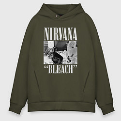 Толстовка оверсайз мужская Nirvana bleach black album, цвет: хаки